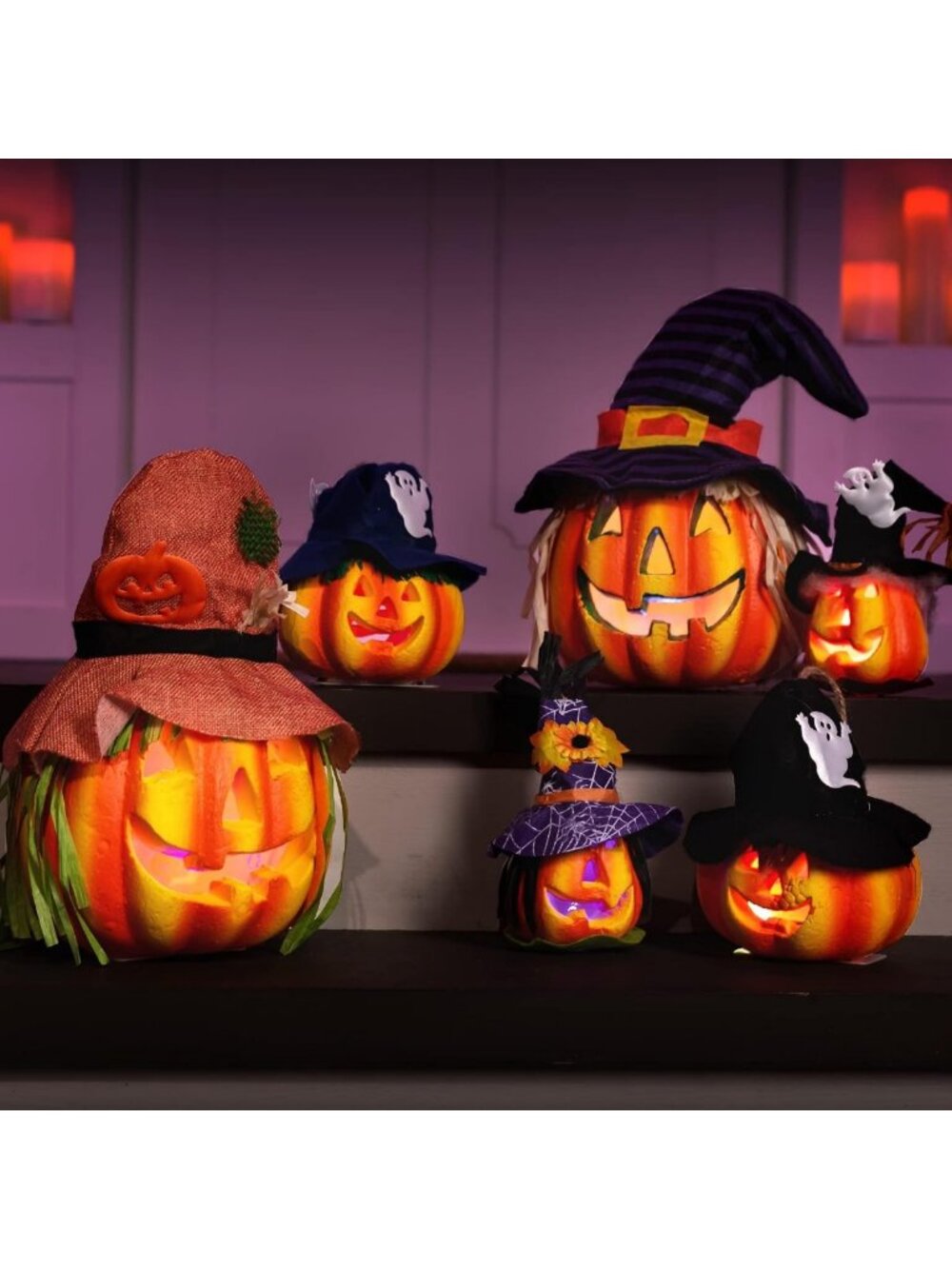 6 Pcs Light Up Halloween Pumpkins - LED Foam Jack O' Lanterns for Indoor/Outdoor